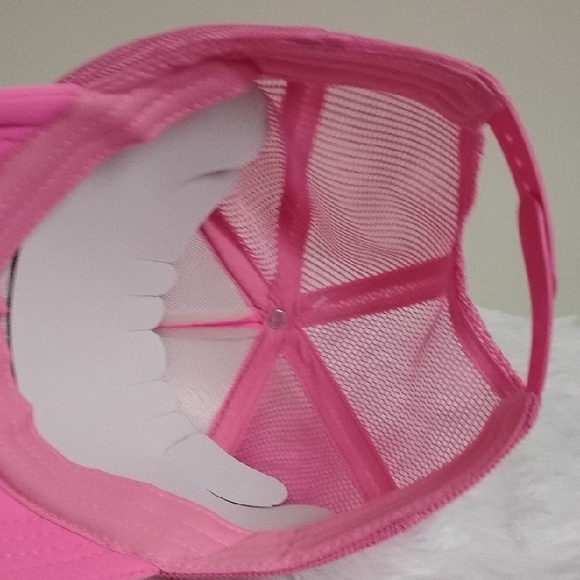 NWOT "EASILY DISTRACTED BY DOGS" Pink White Dog Lover's Statement Trucker Hat - Picture 10 of 11